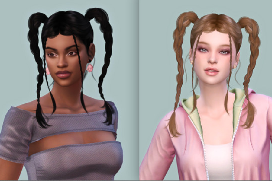 sims 4 braid pigtails cc